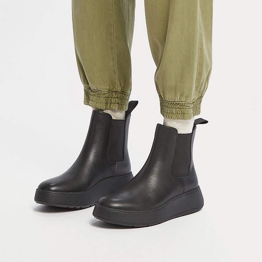 New Leather FitFlop F-MODE Flatform Chelsea Boots